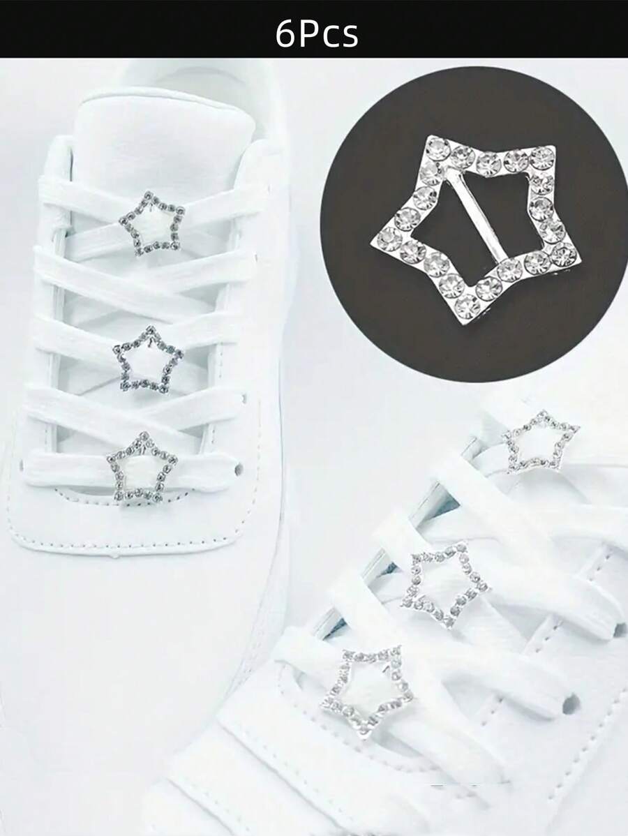 Zestaw 6 sztuk Modnych Ozdobnych Kryształków Pentagramów i Okrągłych Metalowych Ozdób do Butów