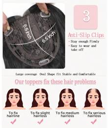 20" Wavy Hair Topper To Add Hair Volume 6.5"X6.5" Base Size Hair Toppers For Women Synthetic Hair Pieces For Women With Thinning Hair Wavy Clip In Hair Extensions - Màu nâu highlight - Xem 3