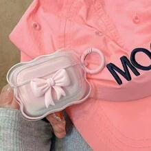 Cute AirPods Pro 2/1 Generation Clear Case, Girly 3D Bowknot Design Soft TPU Shockproof Kawaii Apple IPod Pro 2/1 Generation Protective Case, Keychain Girl 2023/2022/2019 - Pink - Multicolor - View 2