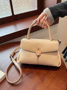 Nuevo bolso cuadrado pequeño de moda para mujer, bolso de mano casual de unicolor, bolso bandolera versátil con decoración de metal de PU, adecuado para atuendos de Año Nuevo, regalos, fiestas, festivales de música, apropiado para adolescentes, estudiantes universitarias, trabajadores de oficina, perfecto para universidad, trabajo, negocios, commuting, al aire libre, viajes, picnics, oficina, ideal para trabajo, compras