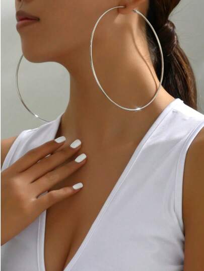 زوج من الأقراط الحلقية الكبيرة جداً المبالغ فيها على الطراز الأوروبي والأمريكي قطرها 12 سم ، أقراط حلقية متعددة الاستخدامات للوجة الصغير ، أقراط معدنية على طراز الهيب هوب