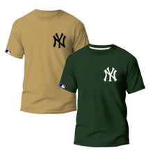 Kit 2 Men's T-Shirts NEW YORK Unisex Shirt 100% Cotton - Xám - Xem 6