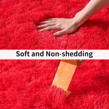 Soft Fluffy Shag Throw Area Rug, 2x4 Black, Non-Slip Bedroom, Hallways, Bedside, Dorm, Living Room - Long Shaggy Rug - Red - View 4