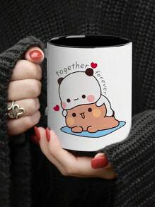 1pc Bubu Dudu Ceramic Coffee Mug - 11 Oz Reusable Novelty Cup, Machine Washable, Material, Multi-Purpose Love Forever Bear Design, Perfect Gift For Couples,Easter Cup For Wife,Husband Christmas,Valentine's Day,Birthday And Holiday Gift,Tea Cup,Boyfriend And Girlfriend,Summer And Winter Drinking Utensils,Perfect For Woman Sister Friend Boss Employee Co-Worker Great Office Mug Back To School