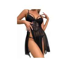 Ladies Sexy Lingerie Model And Thong - Negro - Ver 4