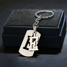 1 pièce Porte-clés Initiale A-Z 26, étiquette de clé en acier inoxydable, anneau porte-clés, pendentif de sac, cadeau de style unisexe Punk & Hip-Hop pour la Saint-Valentin