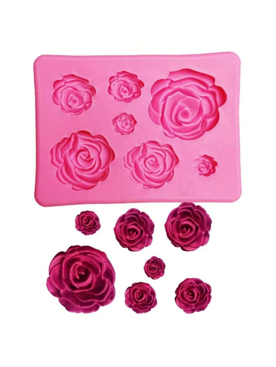 1 件数字樱桃巧克力樱花香味蜡烛硅胶模具，花卉装饰 DIY 石膏模具