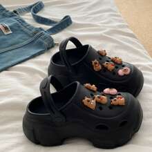 2025 Spring Thick Bottom Hollow Design Capybara Cartoon EVA Beach Garden Clogs For Women, Fashion Party Casual Cute All Season