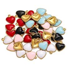 20pcs Stainless Steel Gold Plated Heart Drop Oil Small Pendant, DIY Earrings Necklace, Clothing, Bracelet Jewelry Accessories