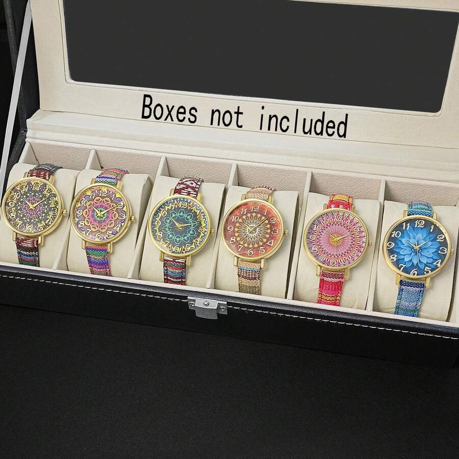 6 件/套女士手表时尚女士腕表手表套装时钟女表节日礼物情人节