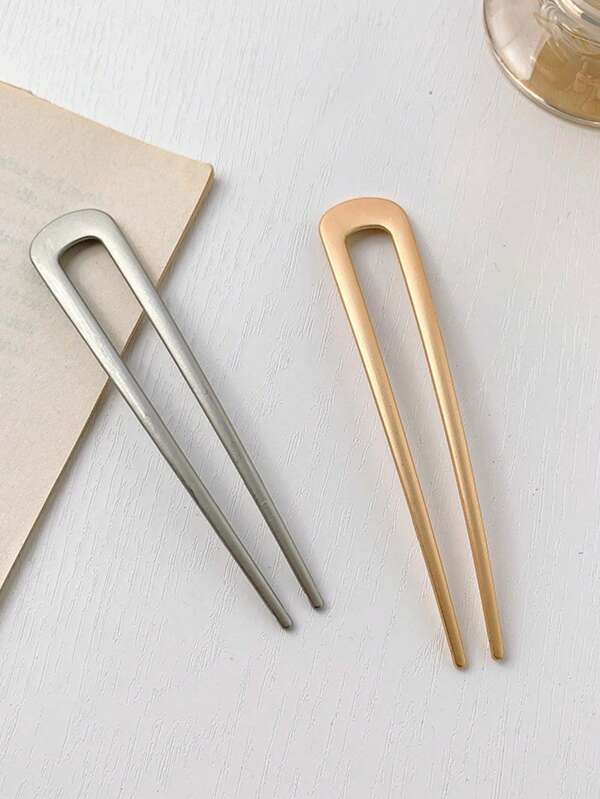 2 Pezzi di fermagli per capelli a forma di U in lega lucida da 4 pollici, accessori per capelli eleganti e versatili, semplici e alla moda, adatti per uso quotidiano