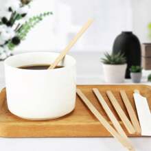 200/100/50/20 件木制咖啡搅拌棒，纸质包装，坚固的桦木棒，末端为圆形，适用于茶、饮料、工艺品和冰棒，适用于咖啡、茶和热巧克力的咖啡搅拌棒，独立包装