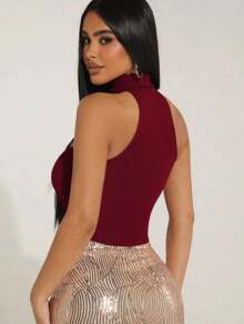 Sexy Short Tube Crop Top With Shocker - Red - View 2