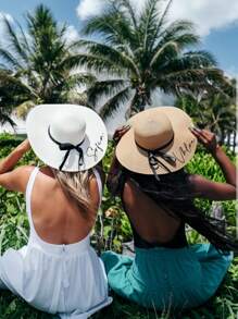 Personalized Honeymoon Soft Brim Sun Hat, Customized Beach Hat, Beach Hat With Name, Customized Bridal Sun Hat, Bridesmaid Beach Hat, Colorful, Cute, Charming, Fun, Y2K Style, Fashion, Casual, Adorable, Unisex, High School Graduate Customization, College Student Customization, Autumn Fashion Accessory, Customized Hat - Multicolor - View 5