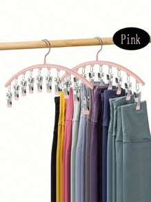 1pc Clothes Hanger Closet Organizer With 10 Clips Space-Saving Curved Hanger For Yoga Pants And Leggings Pants Socks Hanger For Clothes Shops Organize Bedroom Bathroom Closet Wardrobe Home Dormitory Travel Wardrobe Organizer Storage Clothes Hanger Clothes Storage Organizer Closet Organization And Storage - Multicolor - View 5