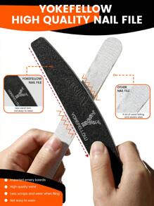 YOKEFELLOW 10 limas de uñas de grano 100/180, 180/240, profesionales, reutilizables, color negro, herramienta de manicura adecuada tanto para uñas acrílicas como naturales, herramienta de manicura y pedicura para mujeres y niñas, salón de uso doméstico