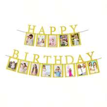Decoraciones de cumpleaños Pancarta de fotos en marcos de tarjetas de fotos Suministros para fiestas - Pancarta de feliz cumpleaños para fiesta - Ver 6