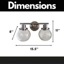 Bathroom Vanity Light Fixtures, 2-Light Black Wall Sconce Lighting Wall Lamp With Clear Glass Sha