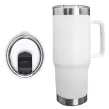 VASO Termo TIPO YETI para Cafe CON AGARRADERA TIPO TAZA de 900 ml/30 oz, Taza de café con Tapa de Acero Inoxidable Termoaislante VARIOS COLORES - Blanco - Ver 1