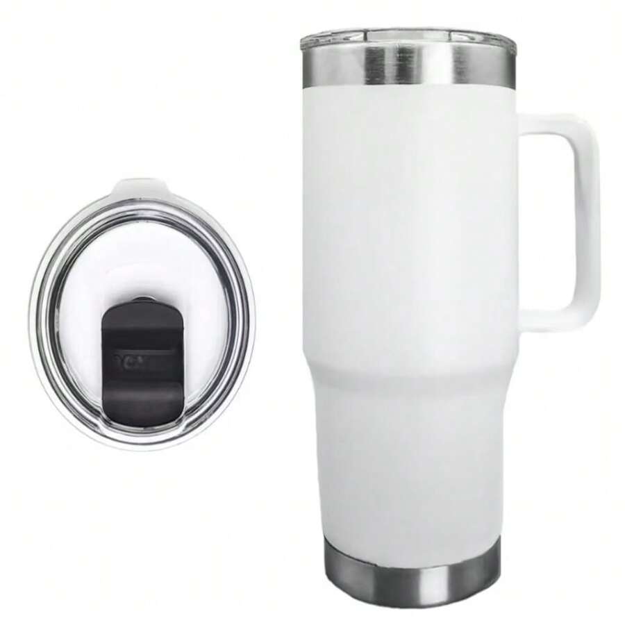 VASO Termo TIPO YETI para Cafe CON AGARRADERA TIPO TAZA de 900 ml/30 oz, Taza de café con Tapa de Acero Inoxidable Termoaislante VARIOS COLORES - Blanco - Ver 1