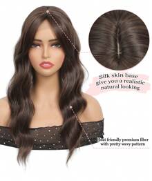 20" Wavy Hair Topper To Add Hair Volume 6.5"X6.5" Base Size Hair Toppers For Women Synthetic Hair Pieces For Women With Thinning Hair Wavy Clip In Hair Extensions - 咖啡棕 - 查看 5