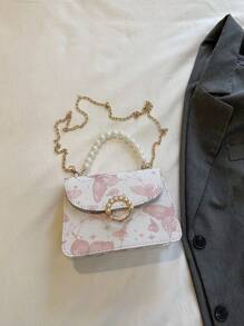 Women's Faux Pearl Decor Handbag, Suitable For Daily Commute, Travel, Shopping - Pink - View 4