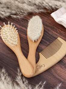 Custom Kids Hair Brush Set Wooden Comb Set Personalized Name Hairbrush Customized Back To School Gift Customizable Name Halloween Present Keepsake - Style a - View 5