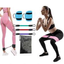 6pcs Resistance Bands With Door Anchor, Booty, Hip, Ankle Workout Bands, Pink Resistance Loop Bands For Full Body Training, Weight Training, Body Shaping, Yoga Exercise Set