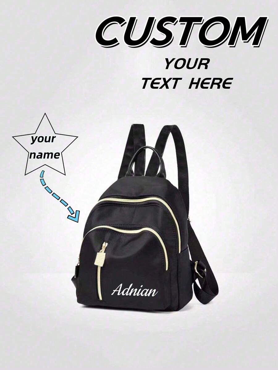 带有个性化名称或节日信息的定制作品。迷你时尚、多功能、休闲和可爱的尼龙背包拉链封口。它是一款轻便的零钱包，非常适合男孩、女孩、青少年、男孩日常使用、外出、旅行、购物。 - 彩色 - 查看 1