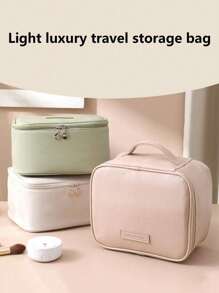 带手柄的便携式化妆包盥洗包，Pu 大容量化妆品收纳包防水旅行收纳包，存放化妆品和旅行必需品，女性礼物