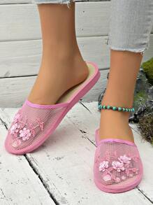 Nuevas zapatillas de casa hechas a mano con cuentas de moda, aptas para uso interior y exterior - Rosa - Ver 4