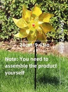 1 个 24 厘米八角形全息风车，塑料反光装饰花园桩，用于驱赶鸟类，庭院和花园驱鸟工具 - 彩色 - 查看 12