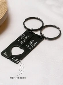 1 Pair Custom Valentines Day Custom Personalized Anniversary Gifts For Her Girlfriend Him Boyfriend, Engraved Coordinates Keychain Wifey Hubby Couple