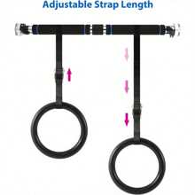 Gymnastic Rings With Straps And Metal Buckles Pull Up Ring Exercise Suspension Trainer Non-Slip Gym Ring Fitness Training Equipment For Adults - Black - View 6