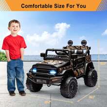 Danolapsi Kids Ride On Truck Car,12V Electric Car,Kids Electric Ride On Toy With Remote Control Spring Suspension LED Lights Music 3 Speeds For 3-8 Years Old Boy Girl Gift - 黑色 - 查看 2