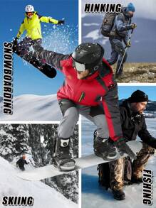 Men's Winter Waterproof Fleece Lined Hooded Jacket Thick Thermal Soft Shell Parka Coat Warm Outdoor Hiking Skiing Multi Zipper Pockets Windbreaker, Red - Red - View 7