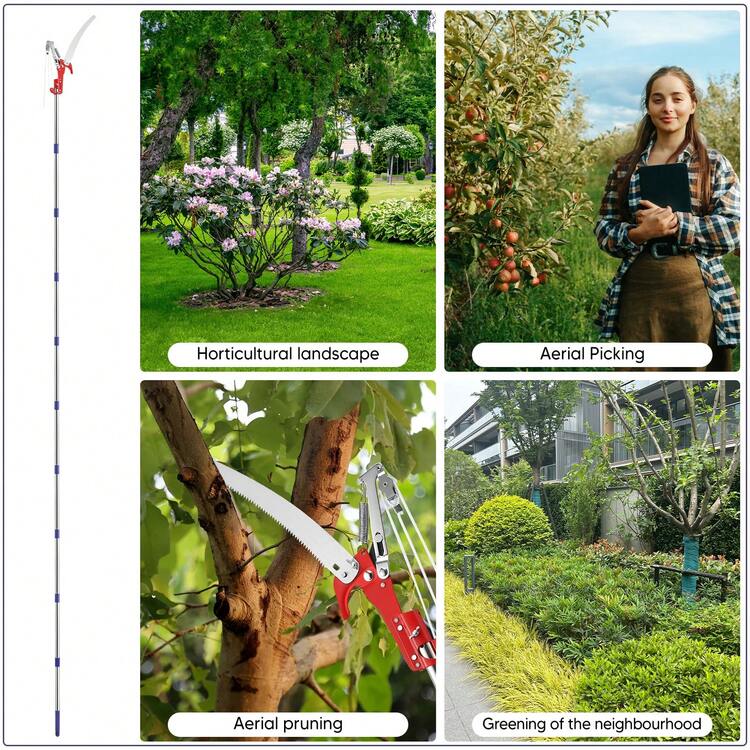 4m red splicing pole, branch pruning and pruning, high branch saw (10 sections)+2 pulleys - Rot - Übersicht 8
