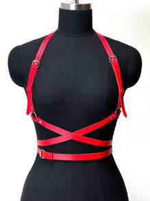 1pc Women Bondage Underwear Bra Harness ,PU Leather Cross Winding Waist Belt, Body Decorative Belt ,Date Party Costume Accessories - Multicolor - View 6