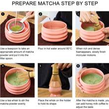 Matcha Gift Set, Including Matcha Bowl With Lip And Bamboo Whisk, Perfect 17oz Pink Ceramic Set, Ideal Gift Choice For Japanese Tea Ceremony - Pink - View 5