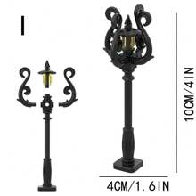 Street Lamp Brick Accessories, Street Lamp Building Block Series, Creative Building Kit, Black Lamp Post Street Lamp Bat Lamp For Halloween And Christmas Street View Decoration - Street Lights - View 8