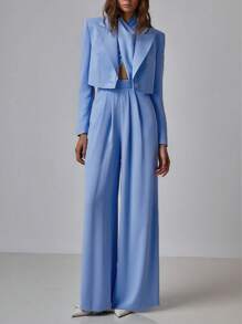 Conjunto de 2 piezas para mujer: Chaqueta tipo blazer casual y mono sexy con espalda descubierta y lazo al frente, perfecto para uso diario, oficina, trabajo, fiestas de Navidad, Año Nuevo y San Valentín