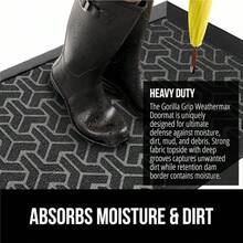 GORILLA GRIP 100% Impermeable Alfombra de Entrada WeatherMax para Todas las Estaciones, Diseñada en EE. UU., Caucho Natural, Resistente a Manchas y Desvanecimiento, Alfombras de Entrada de Bajo Perfil para Interior y Exterior, Fácil de Limpiar, 17x29 Diamante Gris - Pizarra geométrica - Ver 6