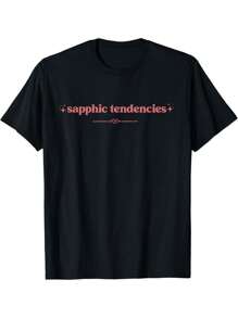 YHHR Sapphic Tendencies Lesbian Pride Subtle WLW LGBT Pride Month T-Shirt - 黑色 - 查看 1