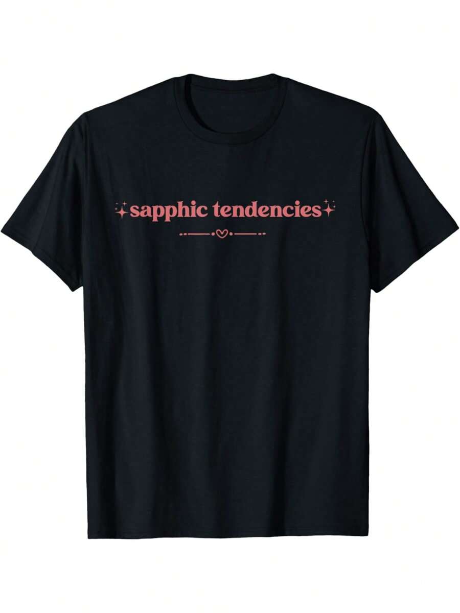 YHHR Sapphic Tendencies Lesbian Pride Subtle WLW LGBT Pride Month T-Shirt - 黑色 - 查看 1