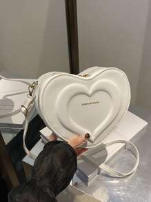 1pc Cute & Fresh Heart-Shaped Crossbody Bag, Made Of PU Material, Zipper Closure, Adjustable Strap, Large Capacity, Suitable For Teenagers, Whether For Student Daily Use, Outdoor Travel, Or Everyday Carry, Fashionable And Stylish, Also A Great Gift For Friends - Love Crossbody Bag - View 15