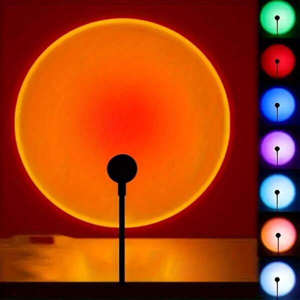 1pc USB Sunset Glow Lamp LED Projection Night Light With 360° Rotation Rainbow Effect Great For Romantic Atmosphere, Photo Background, Game Room Decoration And Unique Gift