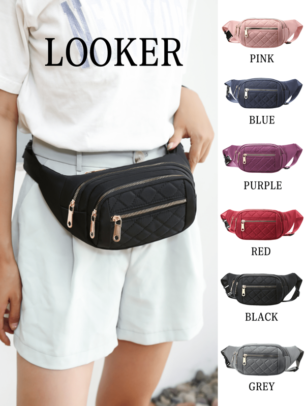 1 pieza Nuevo bolso de cintura de mujer, de material de nailon, bordado, grueso y resistente al desgaste, con cierre de cremallera, de múltiples capas, sencillo y ligero, casual, elegante, adorable, con gran capacidad, bolso cruzado para el pecho, adecuado para deportes