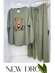 Women Two-Piece Outfits - 軍綠色 - 查看 1