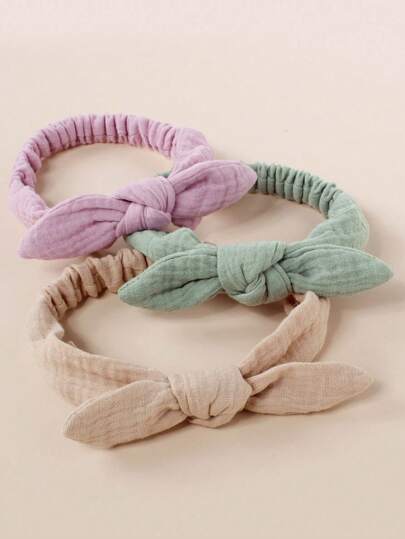 3pcs Baby Soft Crepe Cute Rabbit Ear Elastic Headbands