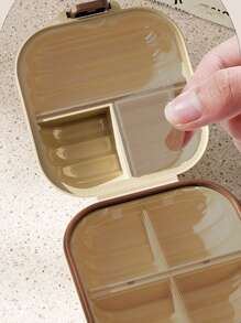 1 Hộp đựng thuốc di động hàng tuần, Hộp đựng thuốc nhỏ gọn để đi du lịch, Màu trắng kem - Trà sữa màu nâu - Xem 7